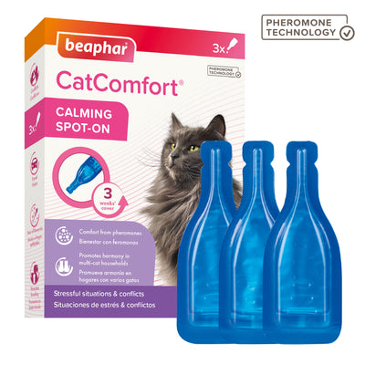 Beaphar Calming Spot-On for Cats – 3 Pipettes | Natural Stress Relief with Valerian Extract