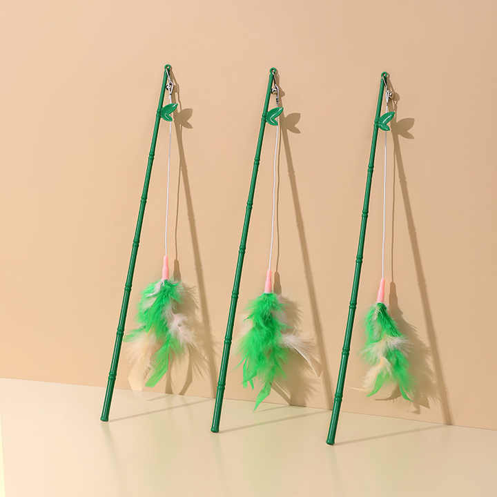 Cat-Teasing - Green Bamboo Plastick Pole