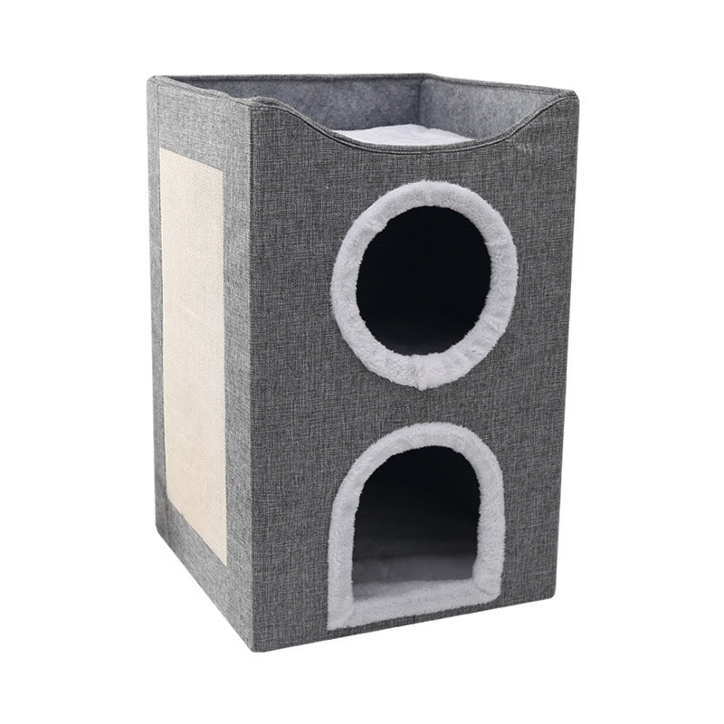 3 Layer Foldable Cat Bed With Scratcher