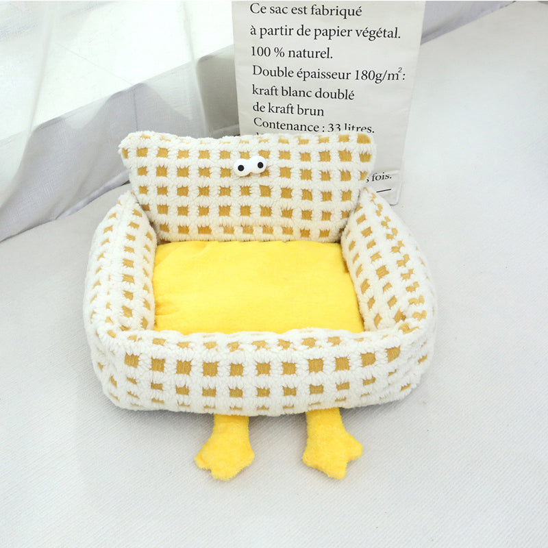 Big Eye Checked Cat Dog Sofa Bed - Medium