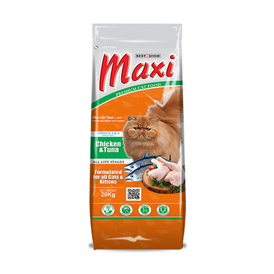 Maxi Cat Economy Dry Food – Chicken & Tuna (Adult + Kitten Formula) – 20kg
