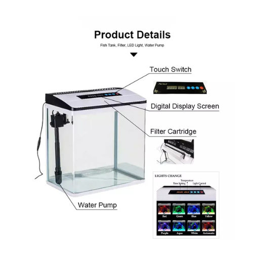 AF-385 Glass Aquarium with LED Light & Filter – 6L