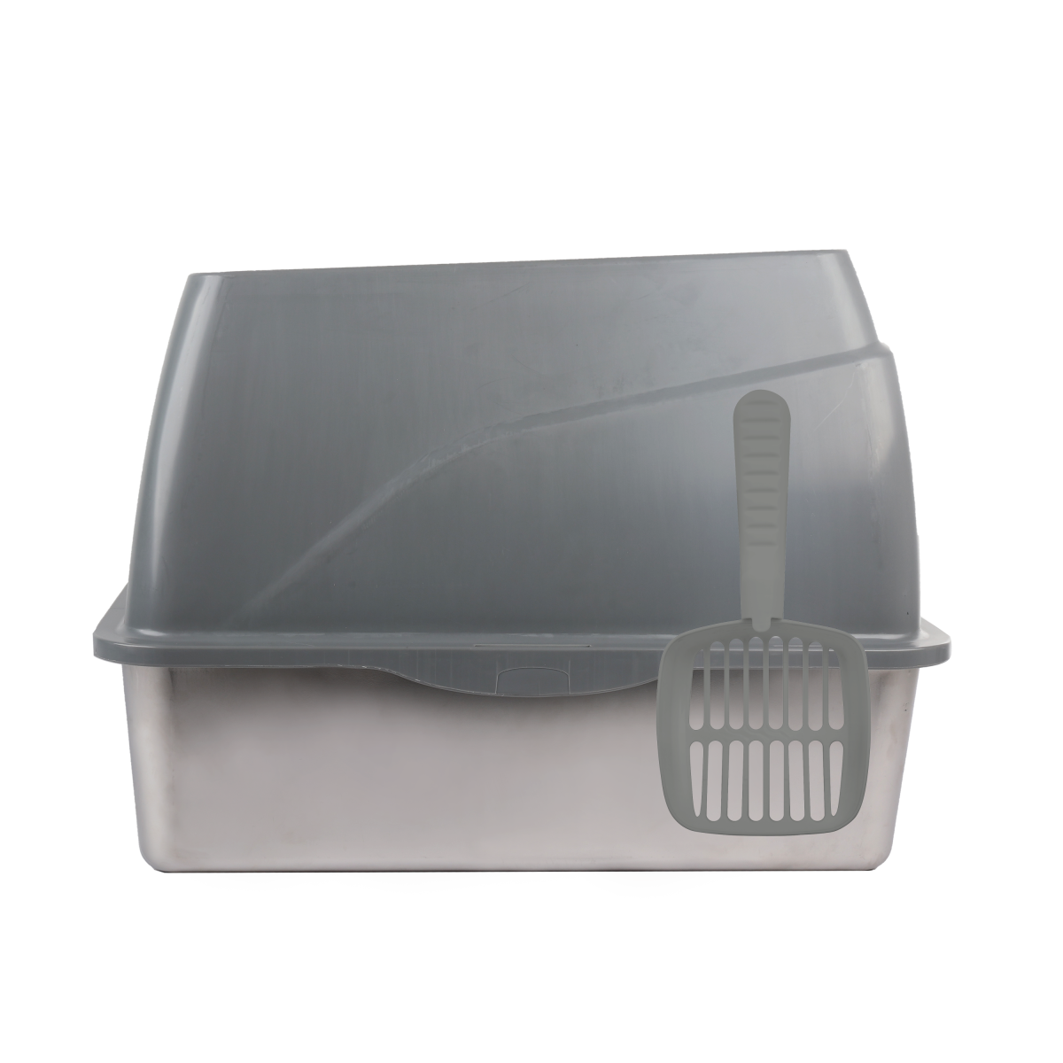 Go Fresh – Stainless Steel No Mess Cat Litter Box (Grey)