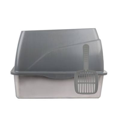 Go Fresh – Stainless Steel No Mess Cat Litter Box (Grey)
