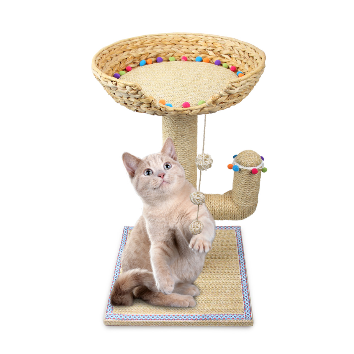 Whisker Fiesta – Cactus Cat Tree | Multi-Level Play Tower with Sisal Scratching Posts