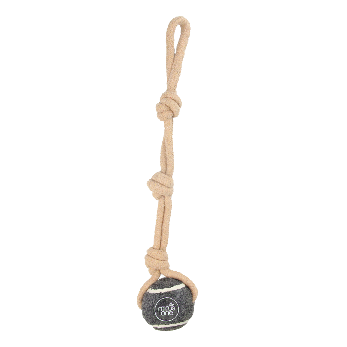 Dog Tennis Ball Rope Toy – Single Ball Tug Toy in Grey