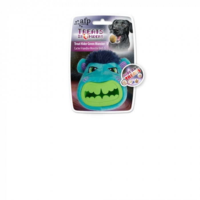 Dog Treat Hider Green Monster - Small Interactive Treat Toy
