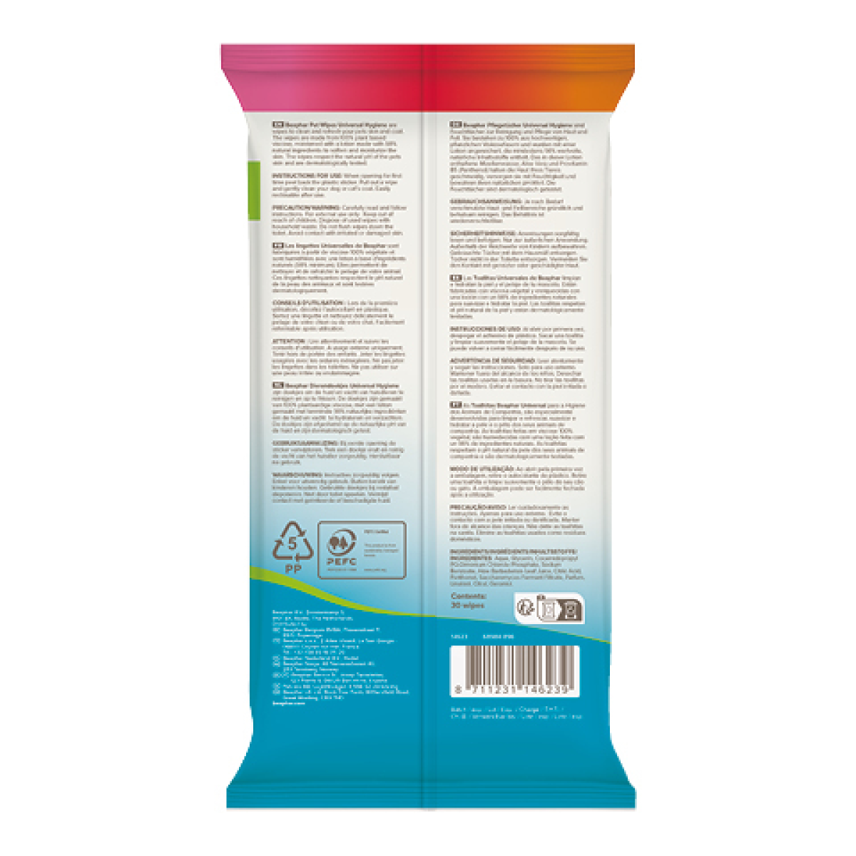 Pet Wipes Universal – 30 All-Purpose Cleaning Wipes for Dogs & Cats