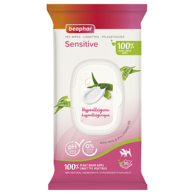 Pet Wipes Sensitive – 30 Ultra-Gentle Wipes for Dogs & Cats
