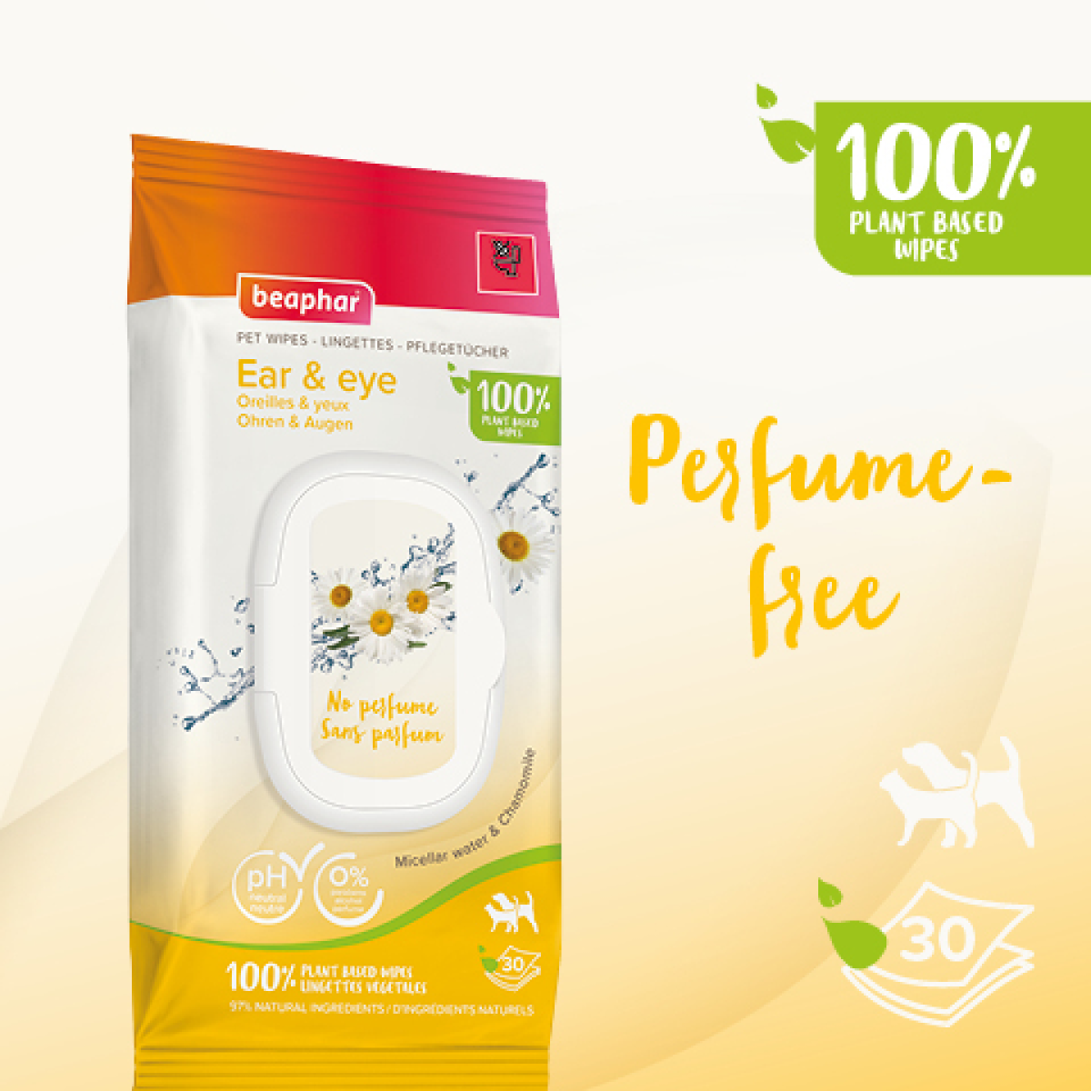 Pet Wipes for Ear & Eye – 30 Gentle Cleaning Wipes for Dogs & Cats