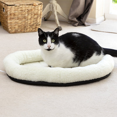 Mikki Cat Snoozer Pet Bed Pillow, Medium, White