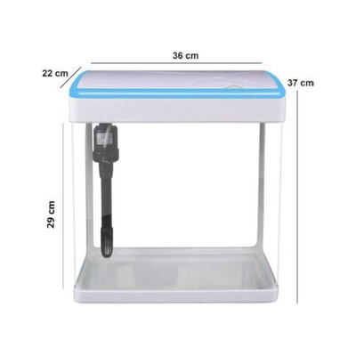 MJ-368 Glass Aquarium with LED Light & Filter – 22L