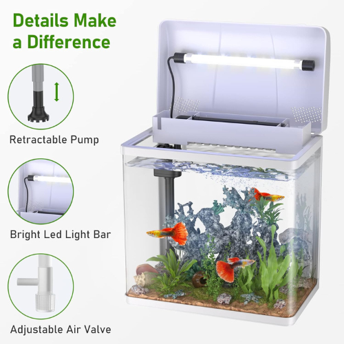 PF-285 Glass Aquarium with LED Light & Filter – 13L