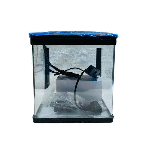 PY-200 Curved Glass Aquarium with LED Light & Filter – 6L
