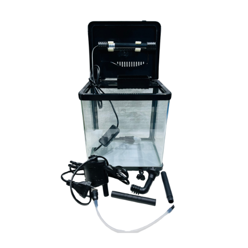 PY-200 Curved Glass Aquarium with LED Light & Filter – 6L