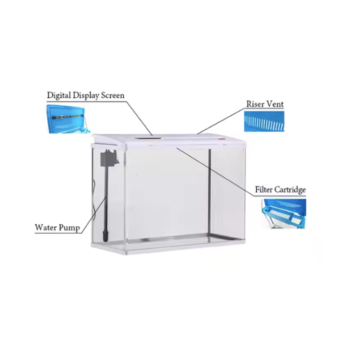 PY-380 Curved Glass Aquarium with LED Light & Filter – 24L