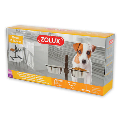 Adjustable Stand with Stainless Steel Dog Bowls 0.7L