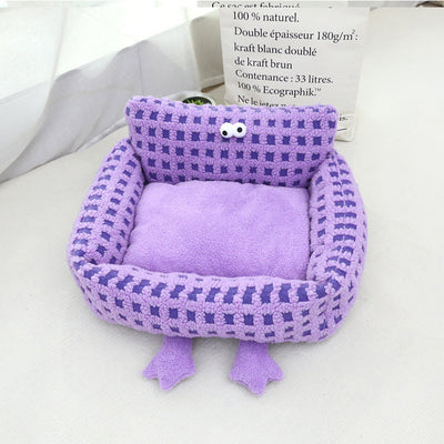 Big Eye Checked Cat Dog Sofa Bed - Medium