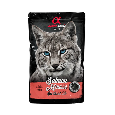 Alpha Spirit Salmon Mousse for Sterilized Cats – 85 g Pouches