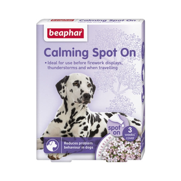 Beaphar Calming Spot-On for Dogs – 3 Pipettes | Natural Stress Relief with Valerian Extract