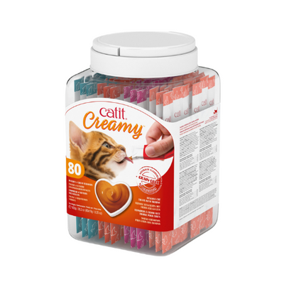 Catit Creamy Lickable Cat Treats – Gift Jar (80 x 10g Sachets)