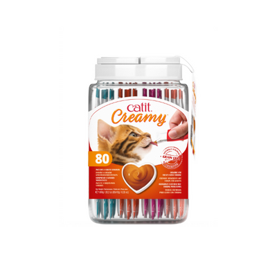 Catit Creamy Lickable Cat Treats – Gift Jar (80 x 10g Sachets)