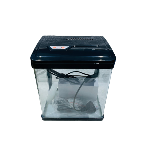 PY-200 Curved Glass Aquarium with LED Light & Filter – 6L