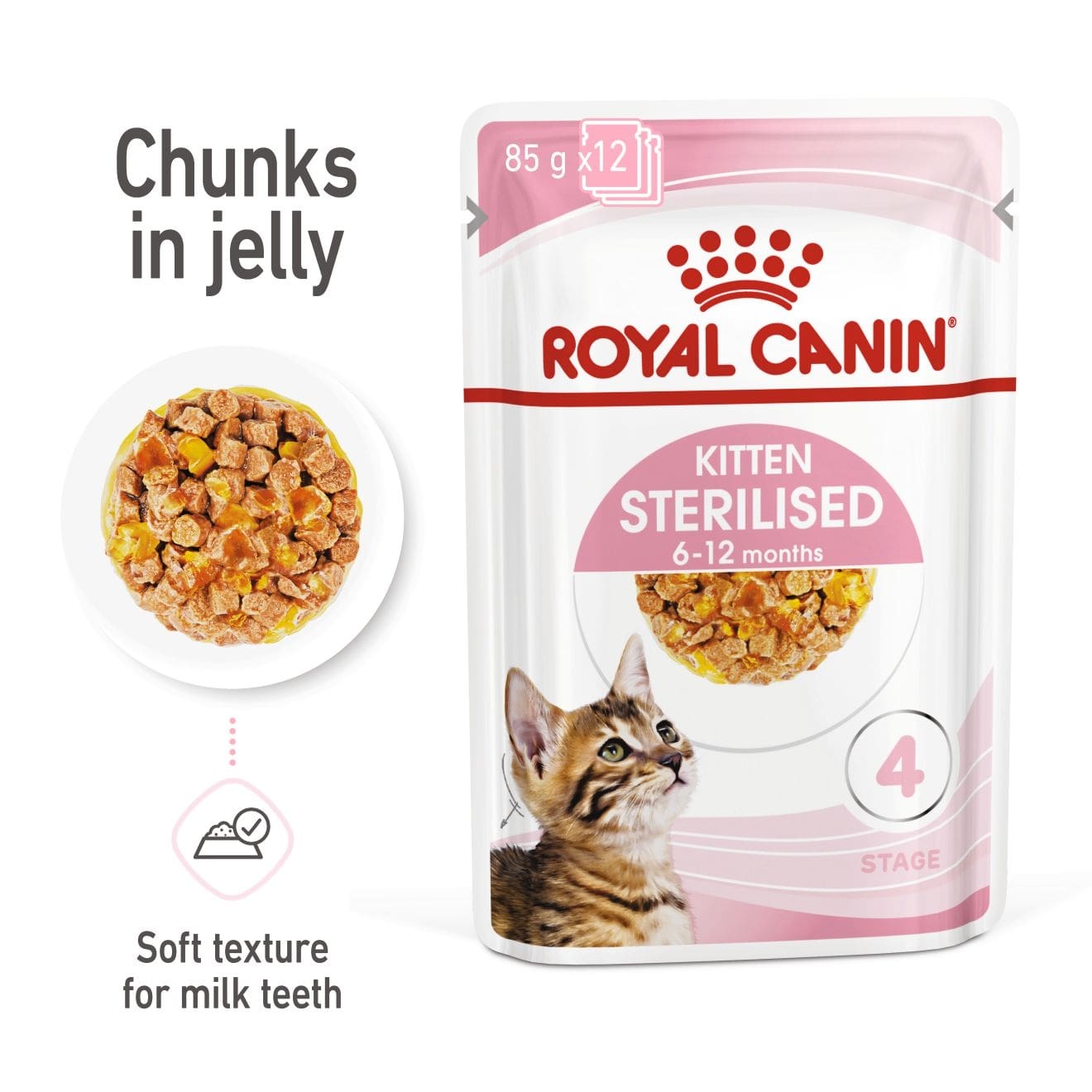 Feline Health Nutrition Kitten Sterilised Jelly (Wet Food - Pouches) 12x85g