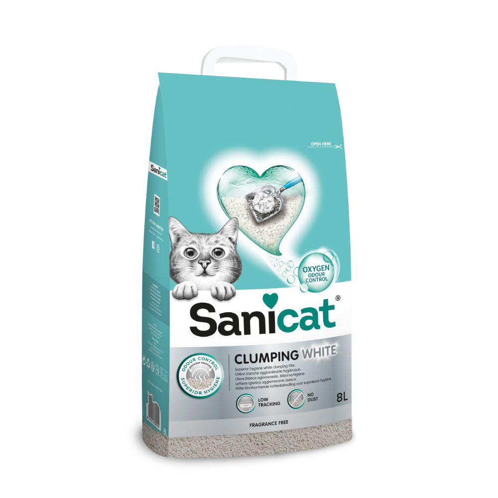 Sanicat Clumping White Unscented 8 L